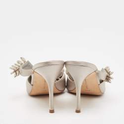 Pre Owned Manolo Blahnik Grey Satin Lurum Sandals Size 40.5