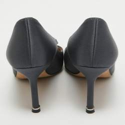Manolo Blahnik Blue Satin Hangisi Pumps Size 37