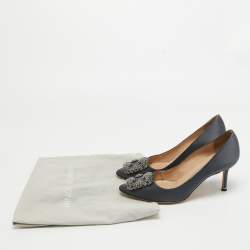 Manolo Blahnik Blue Satin Hangisi Pumps Size 37