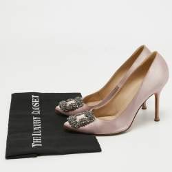 Pre Owned Manolo Blahnik Light Purple Satin Hangisi Pumps Size 37.5