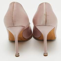 Pre Owned Manolo Blahnik Light Purple Satin Hangisi Pumps Size 37.5