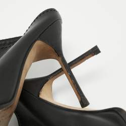 Pre Owned Manolo Blahnik Black Leather Mules Size 37.5