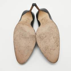 Pre Owned Manolo Blahnik Black Leather Mules Size 37.5