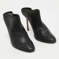 Pre Owned Manolo Blahnik Black Leather Mules Size 37.5