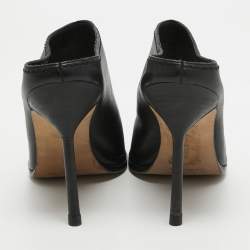 Pre Owned Manolo Blahnik Black Leather Mules Size 37.5