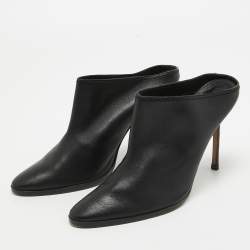 Pre Owned Manolo Blahnik Black Leather Mules Size 37.5