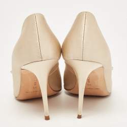 Pre Owned Manolo Blahnik Beige Satin Nadira Pumps Size 39