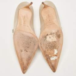Pre Owned Manolo Blahnik Beige Satin Nadira Pumps Size 39