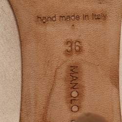 Pre Owned Manolo Blahnik Beige Satin Hangisi Pumps Size 36