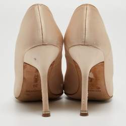 Pre Owned Manolo Blahnik Beige Satin Hangisi Pumps Size 36