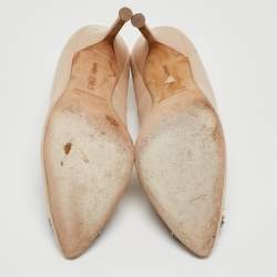 Pre Owned Manolo Blahnik Beige Satin Hangisi Pumps Size 36