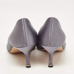 Pre Owned Manolo Blahnik Grey Satin Hangisi Pumps Size 39