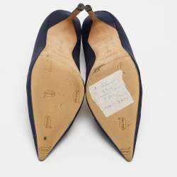 Pre Owned Manolo Blahnik Navy Blue Satin BB Pumps Size 38.5
