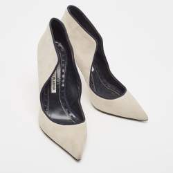 Manolo Blahnik Grey Suede  Pointed Toe Pumps Size 36.5