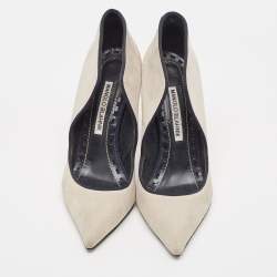 Manolo Blahnik Grey Suede  Pointed Toe Pumps Size 36.5