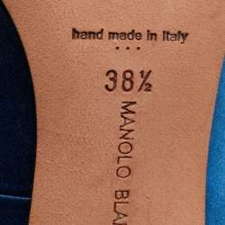 Pre Owned Manolo Blahnik Blue Satin Hangisi Pumps Size 38.5