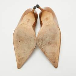 Pre Owned Manolo Blahnik Brown Leather BB Pointed Toe Pumps Size 36.5