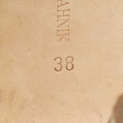 Pre Owned Manolo Blahnik Cream Satin Crystal Embellished Pumps Size 38