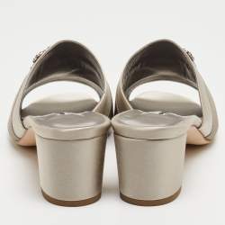 Pre Owned Manolo Blahnik Grey Satin Martamod Slide Sandals Size 42