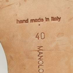 Pre Owned Manolo Blahnik Metallic Embossed Python Carolyne Slingback Pumps Size 40