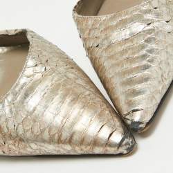 Pre Owned Manolo Blahnik Metallic Embossed Python Carolyne Slingback Pumps Size 40