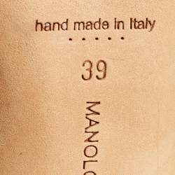 Pre Owned Manolo Blahnik Grey Satin Hangisi Pumps Size 39