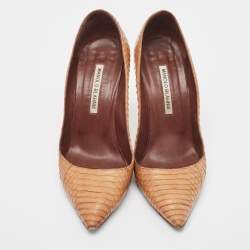 Manolo Blahnik Brown Watersnake  BB Pumps Size 38