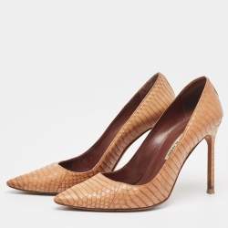 Manolo Blahnik Brown Watersnake  BB Pumps Size 38