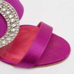Manolo Blahnik Purple Satin Fibiona Slide Sandals Size 36.5