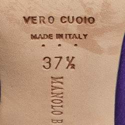 Pre Owned Manolo Blahnik Purple Satin Hangisi Pumps Size 37.5