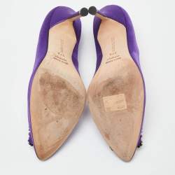 Pre Owned Manolo Blahnik Purple Satin Hangisi Pumps Size 37.5