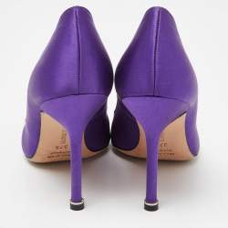Pre Owned Manolo Blahnik Purple Satin Hangisi Pumps Size 37.5