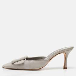 Manolo Blahnik Grey Suede Maysale Mules Size 38.5