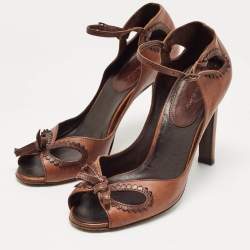 Manolo Blahnik Brown Leather Ankle Strap Sandals Size 39