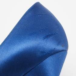 Pre Owned Manolo Blahnik Blue Satin Hangisi Pumps Size 36