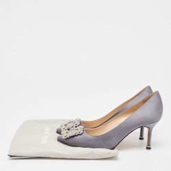 Manolo Blahnik Grey Satin Hangisi Pumps Size 37