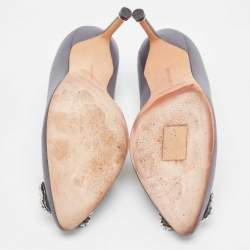 Manolo Blahnik Grey Satin Hangisi Pumps Size 37