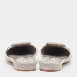 Manolo Blahnik Grey Suede Maysale Mules Size 39.5 