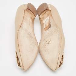 Manolo Blahnik Beige Satin Hangisi Ballet Flats Size 36