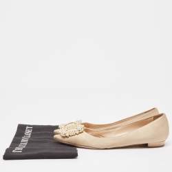 Manolo Blahnik Beige Satin Hangisi Ballet Flats Size 36