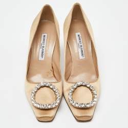 Manolo Blahnik Beige Satin Pumps Size 38.5