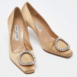 Manolo Blahnik Beige Satin Pumps Size 38.5