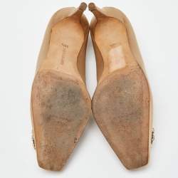 Manolo Blahnik Beige Satin Pumps Size 38.5