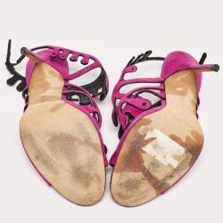 Manolo Blahnik Purple Suede Toubib Ankle Strap Sandals Size 36