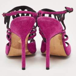 Manolo Blahnik Purple Suede Toubib Ankle Strap Sandals Size 36
