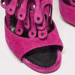 Manolo Blahnik Purple Suede Toubib Ankle Strap Sandals Size 36