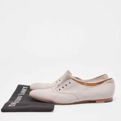 Manolo Blahnik Grey Canvas Oxfords Size 39.5