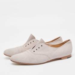 Manolo Blahnik Grey Canvas Oxfords Size 39.5