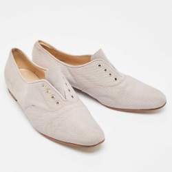 Manolo Blahnik Grey Canvas Oxfords Size 39.5