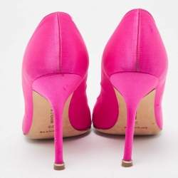 Pre Owned Manolo Blahnik Pink Satin Hangisi Pumps Size 39